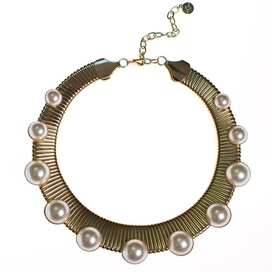 Vintage RJ Graziano Pearl and Gold Collar Necklace by RJ Graziano - Vintage Meet Modern Vintage Jewelry - Chicago, Illinois - #oldhollywoodglamour #vintagemeetmodern #designervintage #jewelrybox #antiquejewelry #vintagejewelry