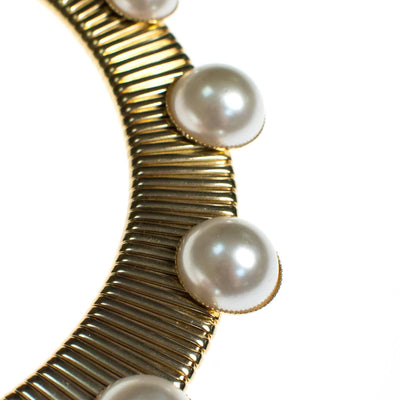 Vintage RJ Graziano Pearl and Gold Collar Necklace by RJ Graziano - Vintage Meet Modern Vintage Jewelry - Chicago, Illinois - #oldhollywoodglamour #vintagemeetmodern #designervintage #jewelrybox #antiquejewelry #vintagejewelry