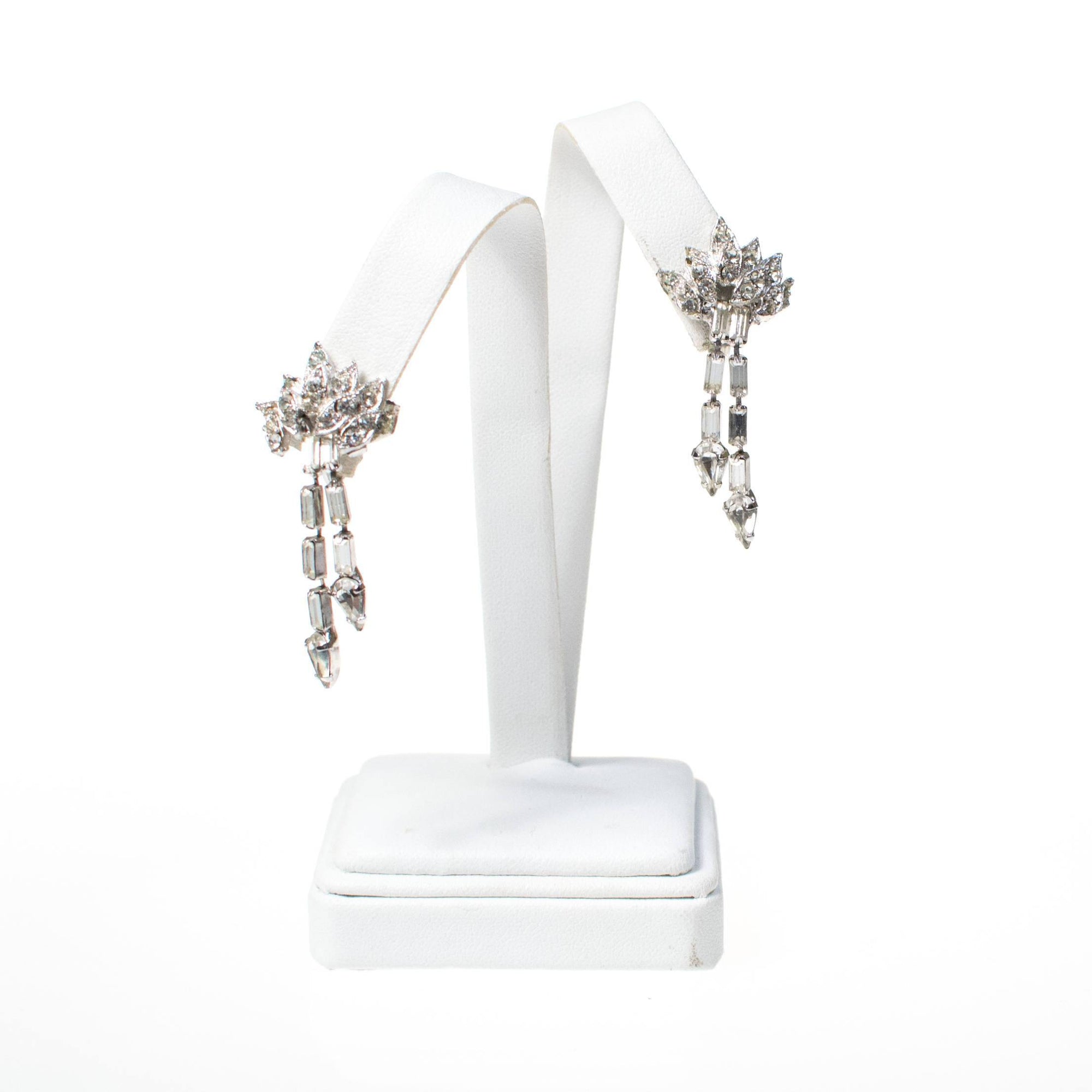 Vintage Crystal Rhinestone Dangling Statement Earrings by 1950s - Vintage Meet Modern Vintage Jewelry - Chicago, Illinois - #oldhollywoodglamour #vintagemeetmodern #designervintage #jewelrybox #antiquejewelry #vintagejewelry