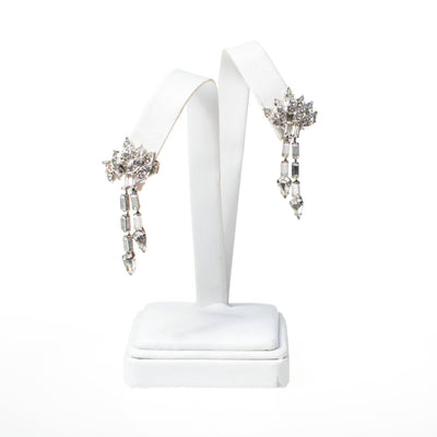 Vintage Crystal Rhinestone Dangling Statement Earrings by 1950s - Vintage Meet Modern Vintage Jewelry - Chicago, Illinois - #oldhollywoodglamour #vintagemeetmodern #designervintage #jewelrybox #antiquejewelry #vintagejewelry