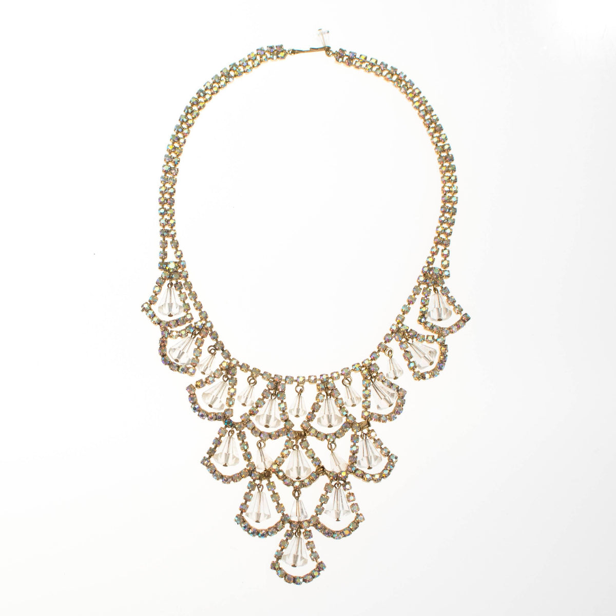 Vintage Crystal Rhinestone Bib Necklace