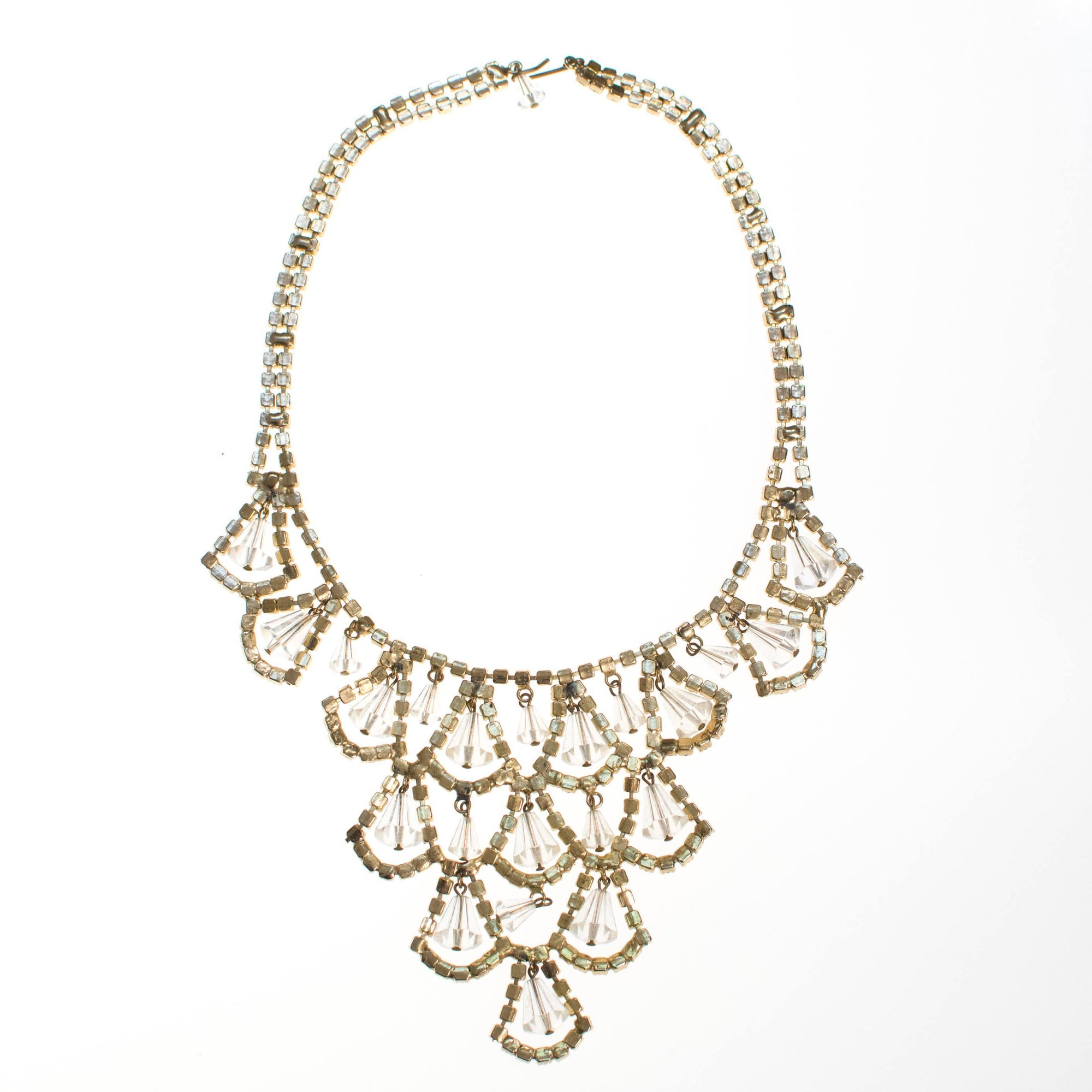 Vintage Crystal Rhinestone Bib Necklace by 1950s - Vintage Meet Modern Vintage Jewelry - Chicago, Illinois - #oldhollywoodglamour #vintagemeetmodern #designervintage #jewelrybox #antiquejewelry #vintagejewelry