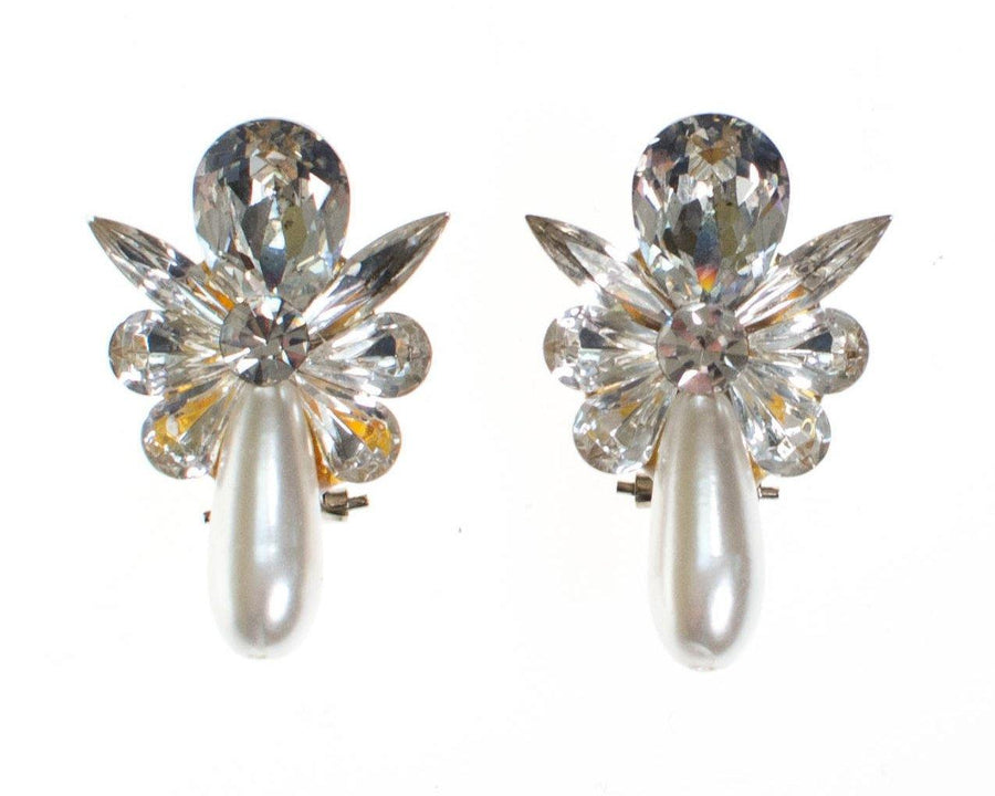 Vintage Rhinestone and Faux Pearl Statement Earrings by 1980s - Vintage Meet Modern Vintage Jewelry - Chicago, Illinois - #oldhollywoodglamour #vintagemeetmodern #designervintage #jewelrybox #antiquejewelry #vintagejewelry
