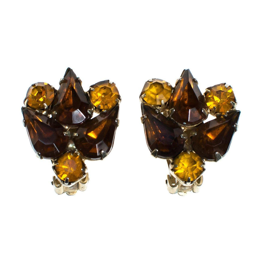 Vintage Garne Amber and Citrine Topaz Rhinestone Statement Earrings by Garne Amber and Citrine - Vintage Meet Modern Vintage Jewelry - Chicago, Illinois - #oldhollywoodglamour #vintagemeetmodern #designervintage #jewelrybox #antiquejewelry #vintagejewelry