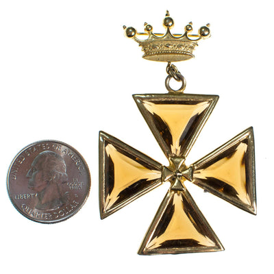 Vintage Accessocraft NYC Maltese Cross Brooch Pendant with Smokey Crystal Rhinestones by 1960s - Vintage Meet Modern Vintage Jewelry - Chicago, Illinois - #oldhollywoodglamour #vintagemeetmodern #designervintage #jewelrybox #antiquejewelry #vintagejewelry