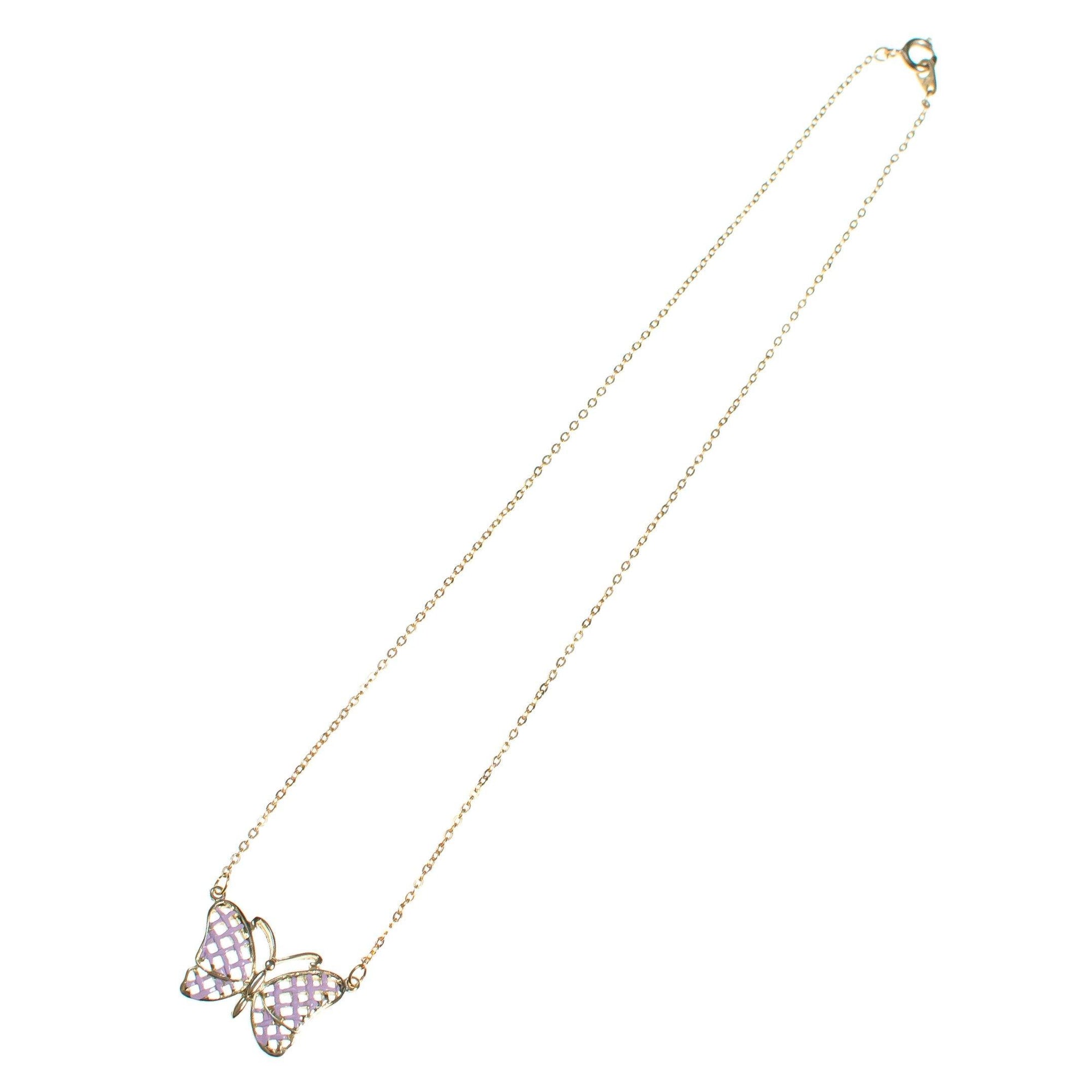 Vintage Dainty Pink Butterfly Necklace by 1980s - Vintage Meet Modern Vintage Jewelry - Chicago, Illinois - #oldhollywoodglamour #vintagemeetmodern #designervintage #jewelrybox #antiquejewelry #vintagejewelry