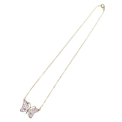Vintage Dainty Pink Butterfly Necklace by 1980s - Vintage Meet Modern Vintage Jewelry - Chicago, Illinois - #oldhollywoodglamour #vintagemeetmodern #designervintage #jewelrybox #antiquejewelry #vintagejewelry