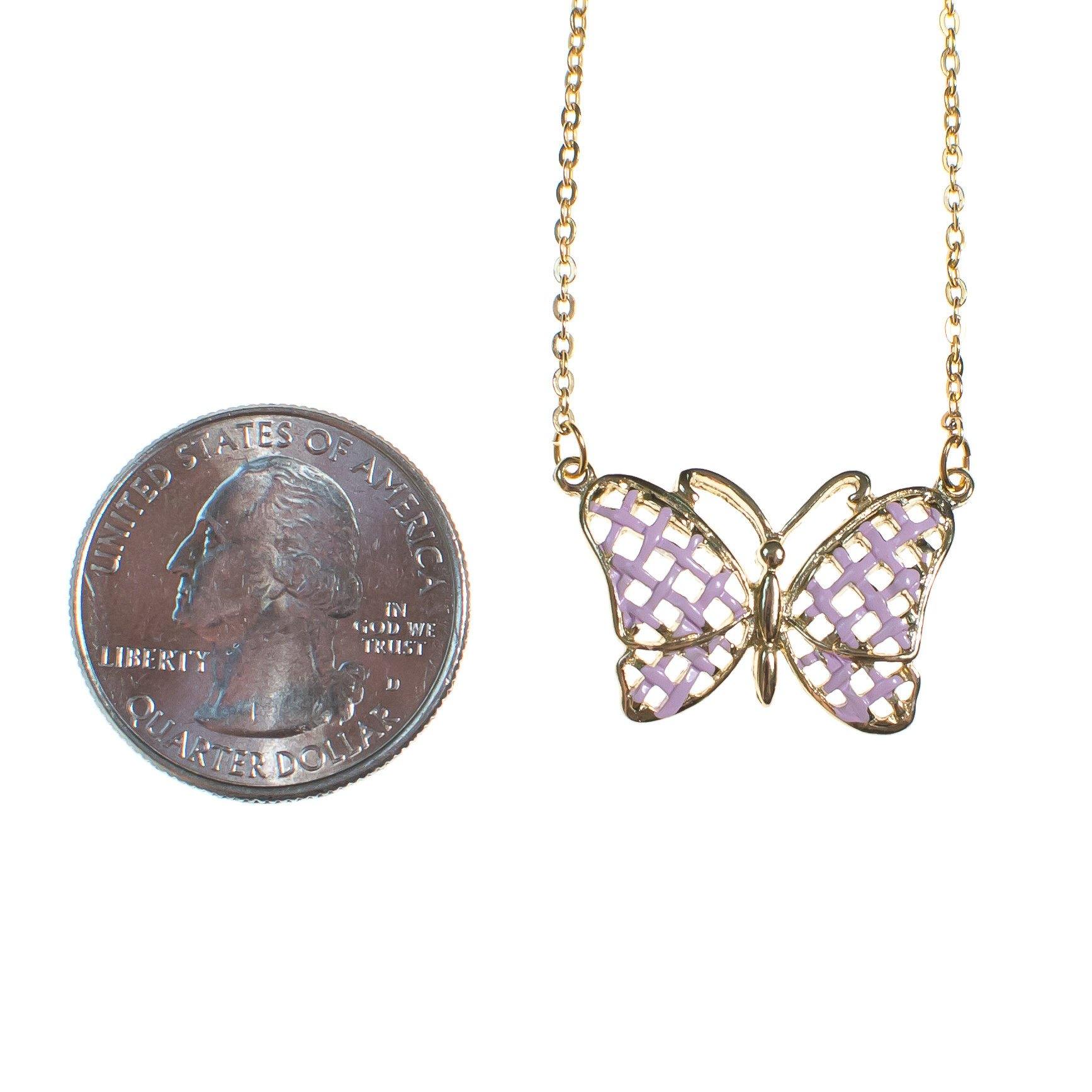 Vintage Dainty Pink Butterfly Necklace by 1980s - Vintage Meet Modern Vintage Jewelry - Chicago, Illinois - #oldhollywoodglamour #vintagemeetmodern #designervintage #jewelrybox #antiquejewelry #vintagejewelry