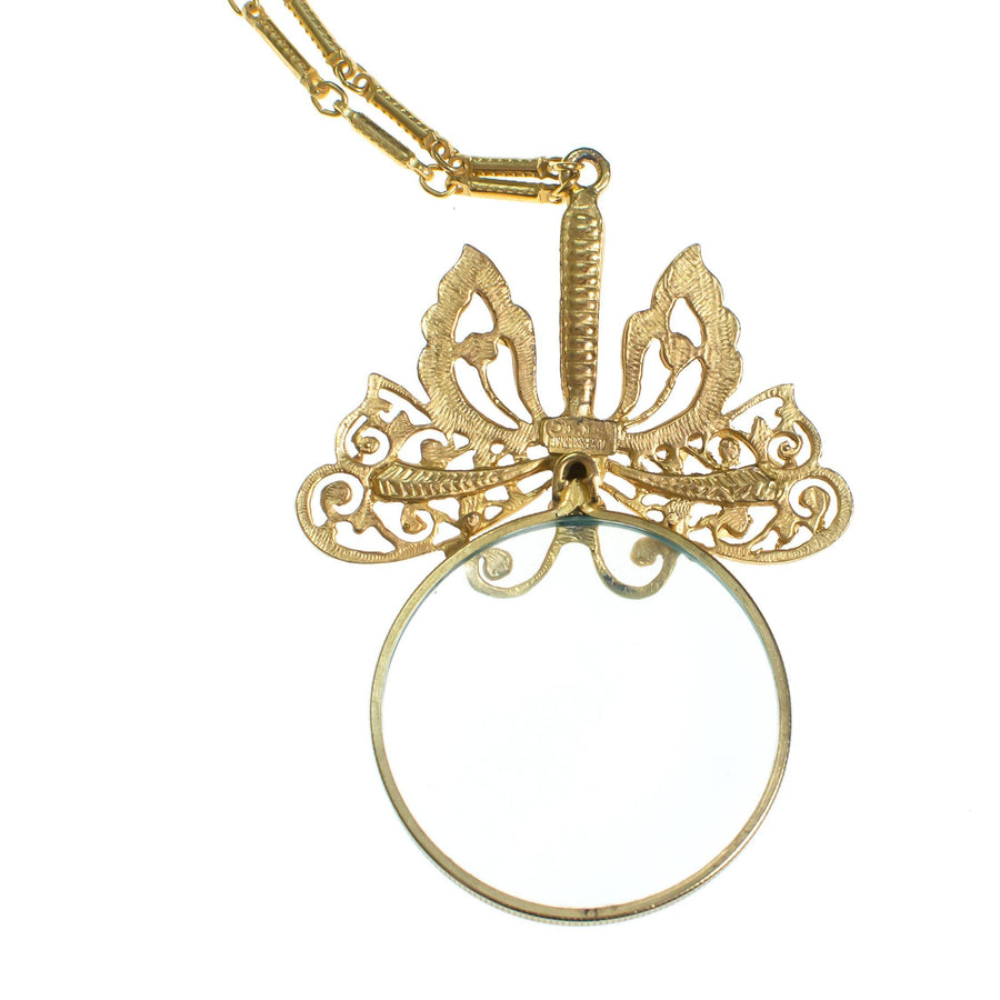Vintage Accessocraft NYC Butterfly Magnify Glass Necklace by Accessocraft NYC - Vintage Meet Modern Vintage Jewelry - Chicago, Illinois - #oldhollywoodglamour #vintagemeetmodern #designervintage #jewelrybox #antiquejewelry #vintagejewelry