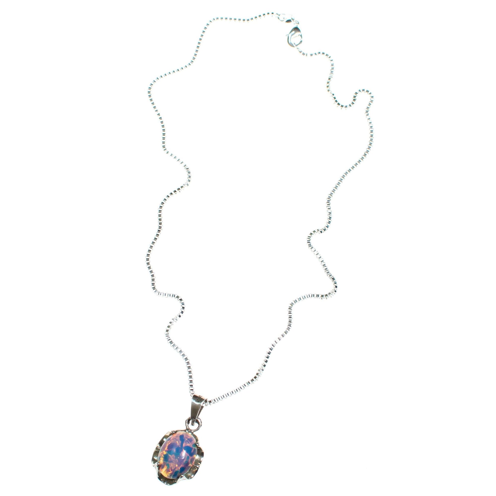 Vintage Opaline Pendant Necklace Set In Sterling Silver by Sterling Silver - Vintage Meet Modern Vintage Jewelry - Chicago, Illinois - #oldhollywoodglamour #vintagemeetmodern #designervintage #jewelrybox #antiquejewelry #vintagejewelry