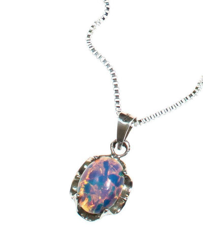 Vintage Opaline Pendant Necklace Set In Sterling Silver by Sterling Silver - Vintage Meet Modern Vintage Jewelry - Chicago, Illinois - #oldhollywoodglamour #vintagemeetmodern #designervintage #jewelrybox #antiquejewelry #vintagejewelry