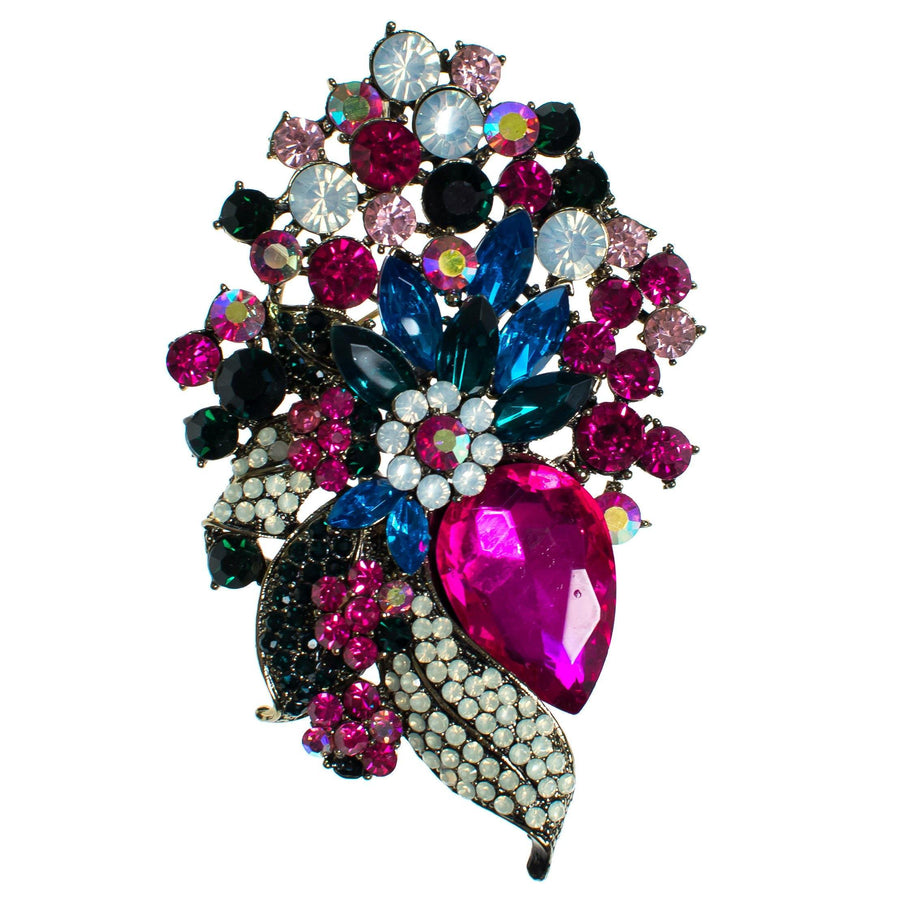 Vintage Hot Pink Blue, Green, Diamante Rhinestone Brooch Pendant by 1990s - Vintage Meet Modern Vintage Jewelry - Chicago, Illinois - #oldhollywoodglamour #vintagemeetmodern #designervintage #jewelrybox #antiquejewelry #vintagejewelry