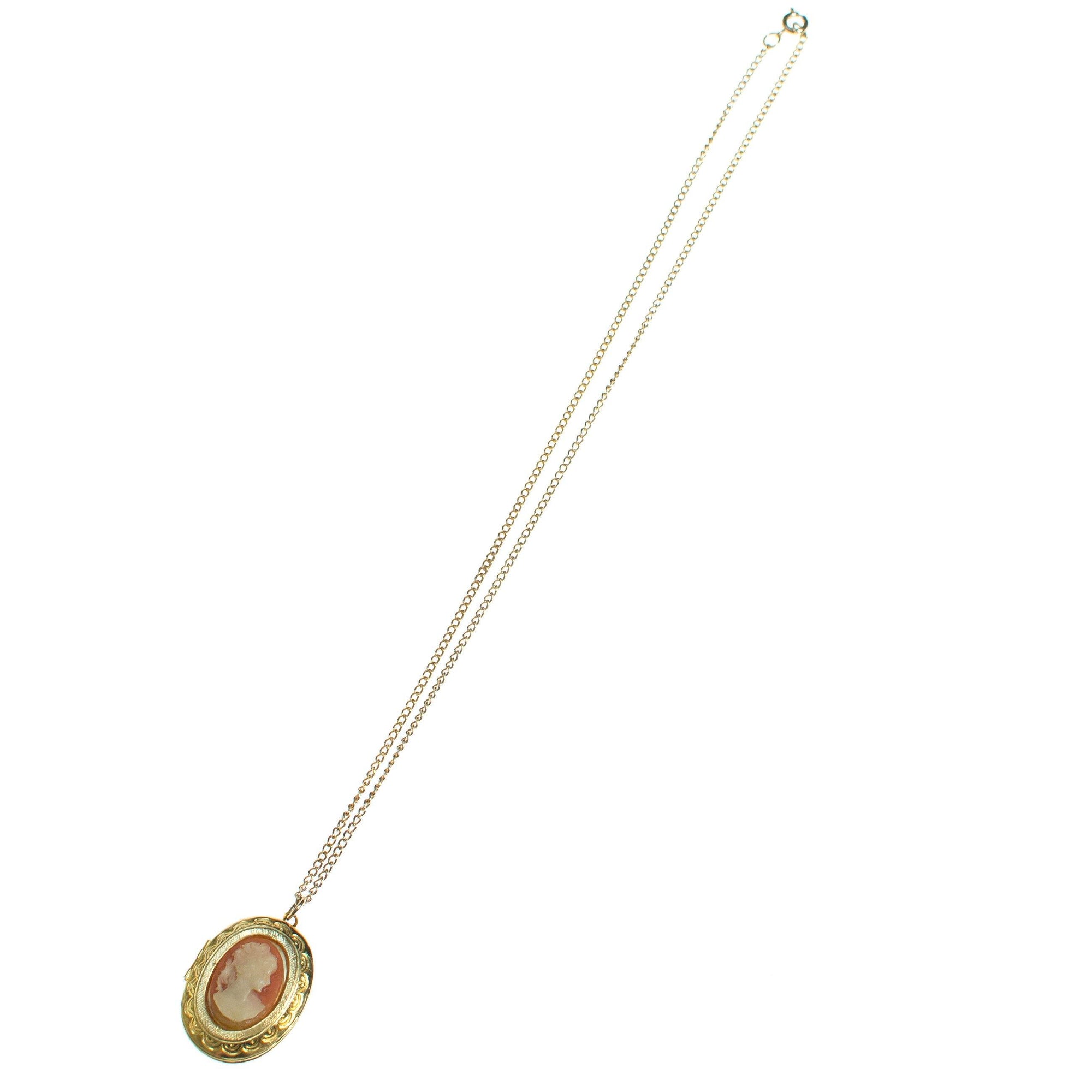 Vintage Gold Cameo Locket by 1980s - Vintage Meet Modern Vintage Jewelry - Chicago, Illinois - #oldhollywoodglamour #vintagemeetmodern #designervintage #jewelrybox #antiquejewelry #vintagejewelry