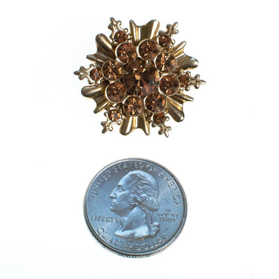 Vintage Petite Starburst Brooch with Gold Topaz Rhinestones by 1960s - Vintage Meet Modern Vintage Jewelry - Chicago, Illinois - #oldhollywoodglamour #vintagemeetmodern #designervintage #jewelrybox #antiquejewelry #vintagejewelry