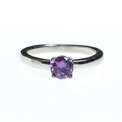 Vintage Amethyst Solitaire Ring Set In Sterling Silver by 1990s - Vintage Meet Modern Vintage Jewelry - Chicago, Illinois - #oldhollywoodglamour #vintagemeetmodern #designervintage #jewelrybox #antiquejewelry #vintagejewelry