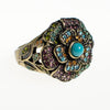 Vintage Heidi Daus Turquoise and Colorful Rhinestone Flower Statement Ring by Heidi Daus - Vintage Meet Modern Vintage Jewelry - Chicago, Illinois - #oldhollywoodglamour #vintagemeetmodern #designervintage #jewelrybox #antiquejewelry #vintagejewelry