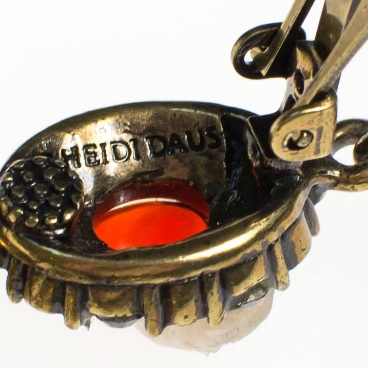 Vintage Heidi Daus Carnelian and Crystal Rhinestone Drop Earrings, Clip by Heidi Daus - Vintage Meet Modern Vintage Jewelry - Chicago, Illinois - #oldhollywoodglamour #vintagemeetmodern #designervintage #jewelrybox #antiquejewelry #vintagejewelry