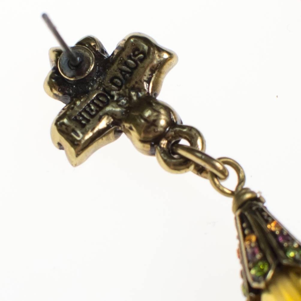 Vintage Heidi Daus Citrine Crystal and Amethyst, Garnet Rhinestone Dangling Drop Statement Earrings by Heidi Daus - Vintage Meet Modern Vintage Jewelry - Chicago, Illinois - #oldhollywoodglamour #vintagemeetmodern #designervintage #jewelrybox #antiquejewelry #vintagejewelry