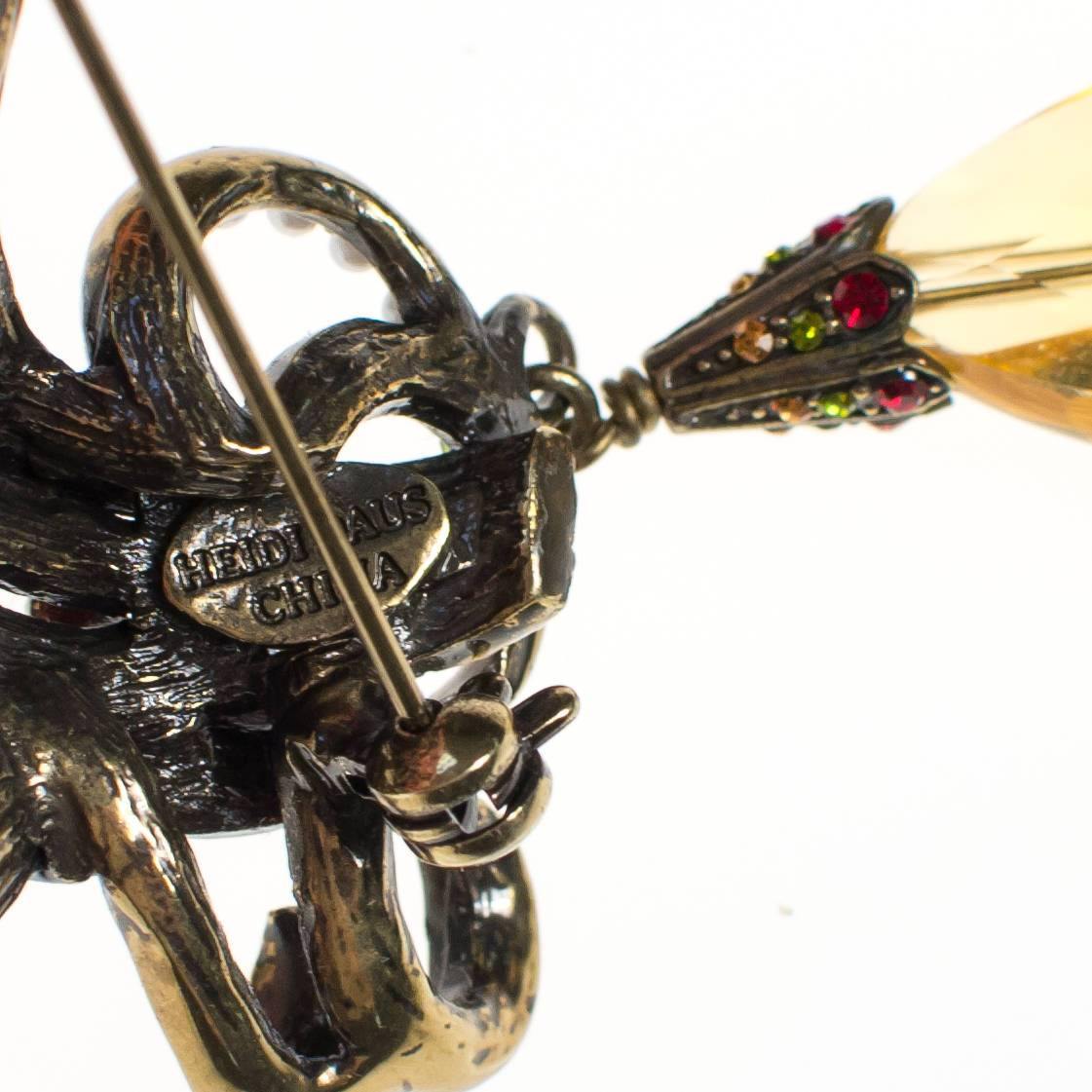 Vintage Heidi Daus Citrine, Amethyst, Citrine, Peridot, and Pearl Brooch by Heidi Daus - Vintage Meet Modern Vintage Jewelry - Chicago, Illinois - #oldhollywoodglamour #vintagemeetmodern #designervintage #jewelrybox #antiquejewelry #vintagejewelry