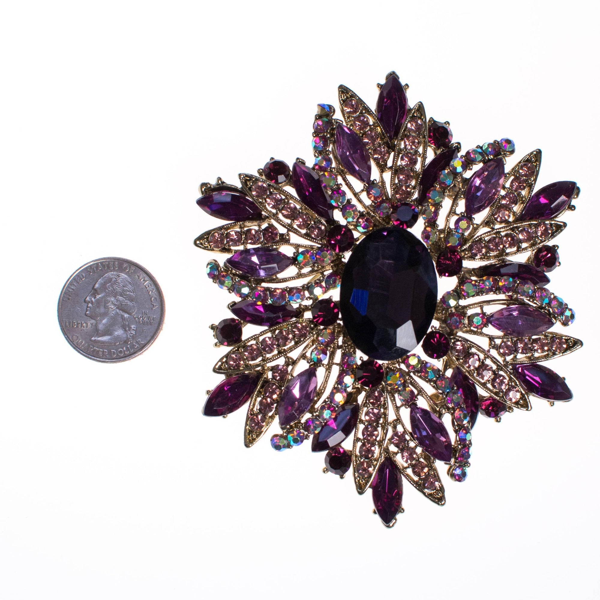 Huge Vintage Purple Rhinestone Flower Brooch by Unsigned Beauty - Vintage Meet Modern Vintage Jewelry - Chicago, Illinois - #oldhollywoodglamour #vintagemeetmodern #designervintage #jewelrybox #antiquejewelry #vintagejewelry