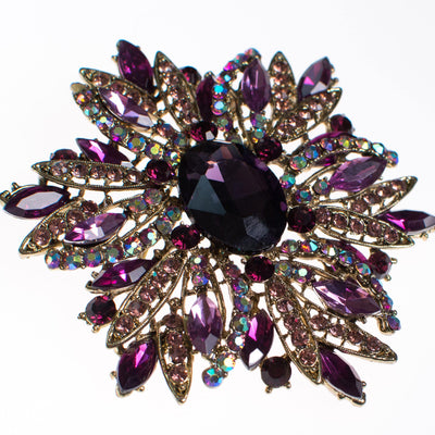 Huge Vintage Purple Rhinestone Flower Brooch by Unsigned Beauty - Vintage Meet Modern Vintage Jewelry - Chicago, Illinois - #oldhollywoodglamour #vintagemeetmodern #designervintage #jewelrybox #antiquejewelry #vintagejewelry