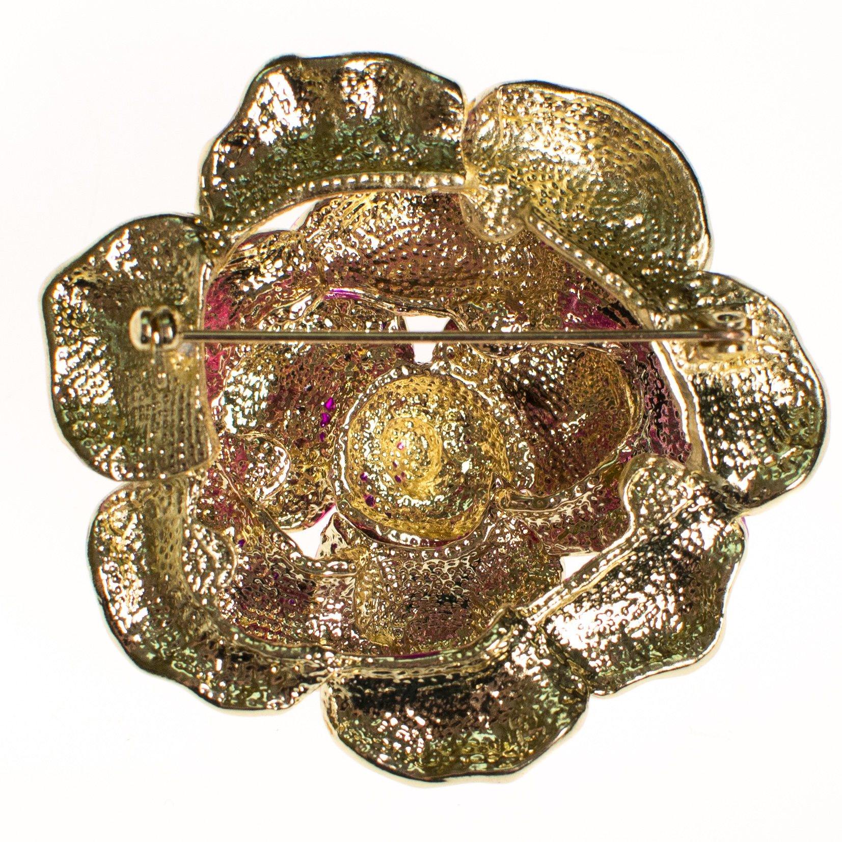 Vintage Purple Rhinestone Rose Brooch by Unsigned Beauty - Vintage Meet Modern Vintage Jewelry - Chicago, Illinois - #oldhollywoodglamour #vintagemeetmodern #designervintage #jewelrybox #antiquejewelry #vintagejewelry