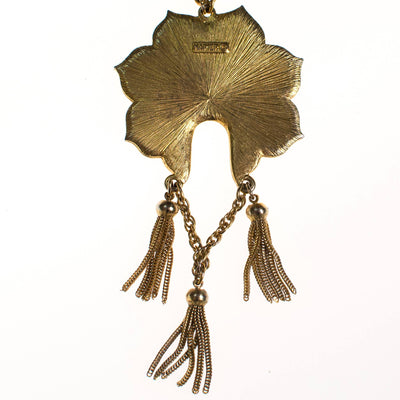 Vintage Napier Gold Lotus Necklace with Tassels by Napier - Vintage Meet Modern Vintage Jewelry - Chicago, Illinois - #oldhollywoodglamour #vintagemeetmodern #designervintage #jewelrybox #antiquejewelry #vintagejewelry