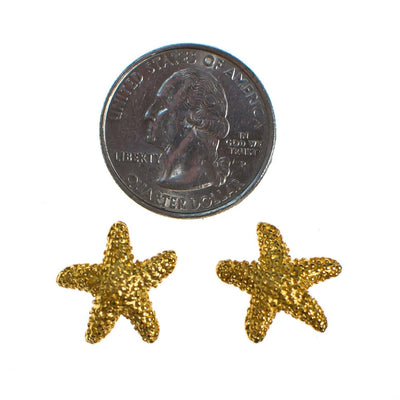 Vintage Gold Starfish Earrings Pierced Petite Size by 1980s - Vintage Meet Modern Vintage Jewelry - Chicago, Illinois - #oldhollywoodglamour #vintagemeetmodern #designervintage #jewelrybox #antiquejewelry #vintagejewelry