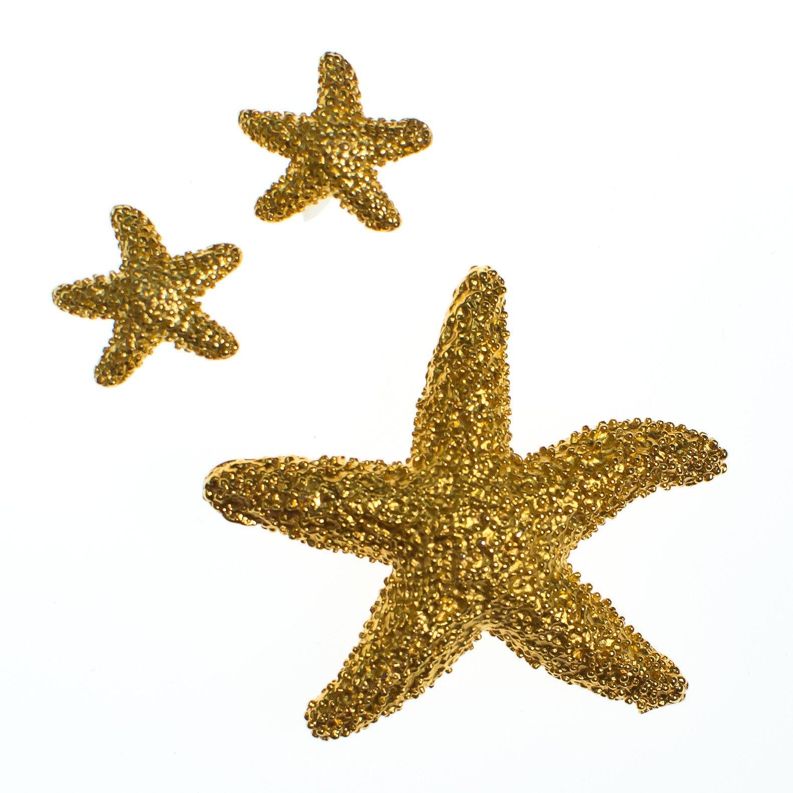 Vintage Gold Starfish Earrings Pierced Petite Size by 1980s - Vintage Meet Modern Vintage Jewelry - Chicago, Illinois - #oldhollywoodglamour #vintagemeetmodern #designervintage #jewelrybox #antiquejewelry #vintagejewelry