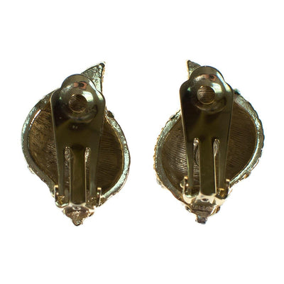 Vintage Kenneth Lane Gold Seashell Earrings with Rhinestones by Kenneth Lane - Vintage Meet Modern Vintage Jewelry - Chicago, Illinois - #oldhollywoodglamour #vintagemeetmodern #designervintage #jewelrybox #antiquejewelry #vintagejewelry
