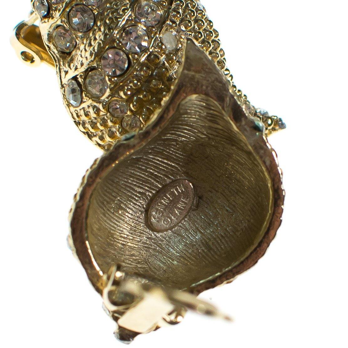 Vintage Kenneth Lane Gold Seashell Earrings with Rhinestones by Kenneth Lane - Vintage Meet Modern Vintage Jewelry - Chicago, Illinois - #oldhollywoodglamour #vintagemeetmodern #designervintage #jewelrybox #antiquejewelry #vintagejewelry