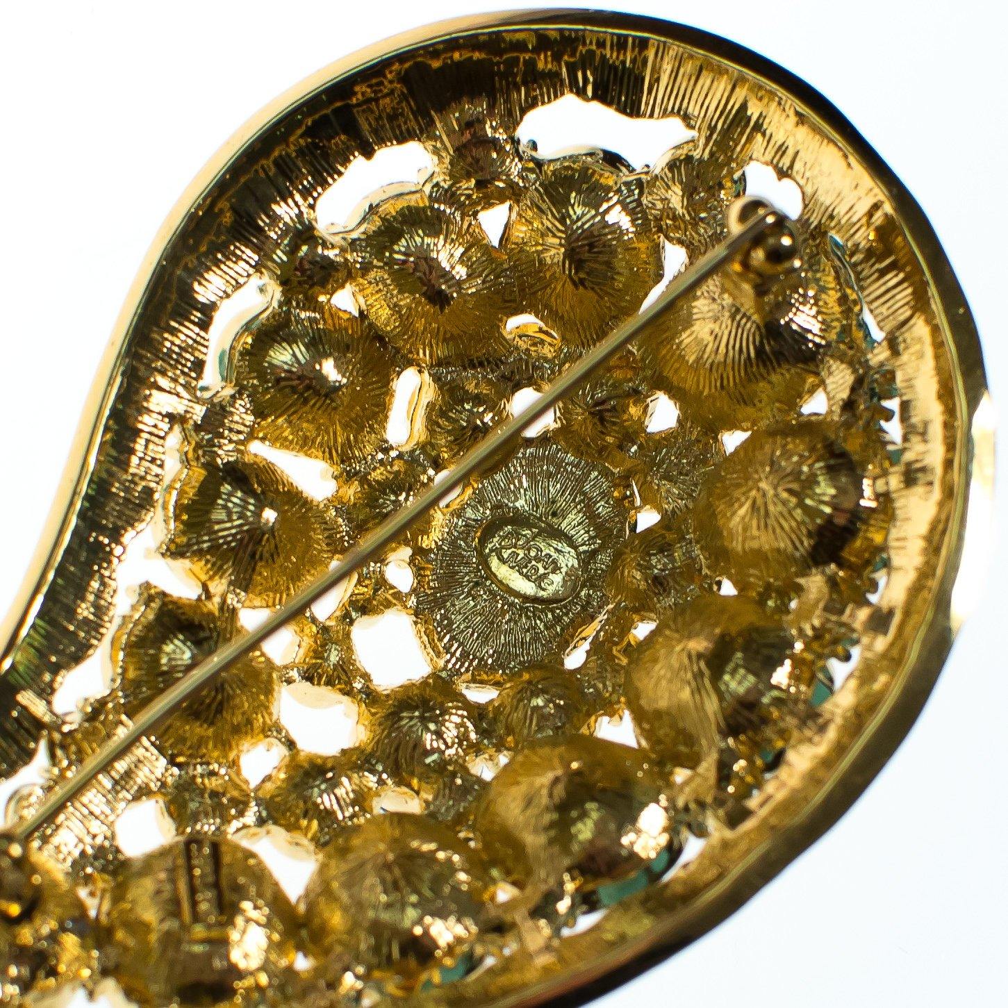 Vintage Joan Rivers Paisley Turquoise, Blue and Light Green Crystal Rhinestone Brooch by Joan Rivers - Vintage Meet Modern Vintage Jewelry - Chicago, Illinois - #oldhollywoodglamour #vintagemeetmodern #designervintage #jewelrybox #antiquejewelry #vintagejewelry