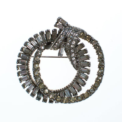 Vintage Art Deco Rhinestone Interlocking Circle Brooch Rhodium Plated Silver Tone with Baguette Rhinestones by Art Deco - Vintage Meet Modern Vintage Jewelry - Chicago, Illinois - #oldhollywoodglamour #vintagemeetmodern #designervintage #jewelrybox #antiquejewelry #vintagejewelry