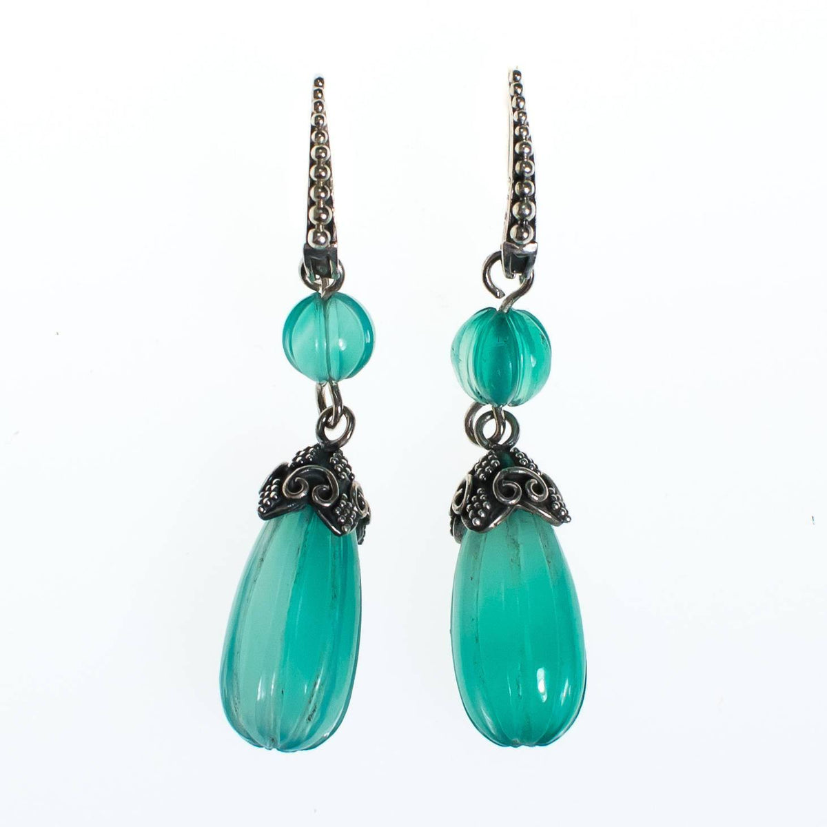 Vintage Chrysoprase and Sterling Silver Earrings