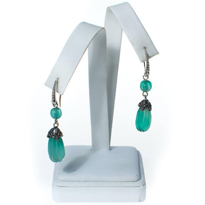 Vintage Chrysoprase and Sterling Silver Earrings by 1990s - Vintage Meet Modern Vintage Jewelry - Chicago, Illinois - #oldhollywoodglamour #vintagemeetmodern #designervintage #jewelrybox #antiquejewelry #vintagejewelry