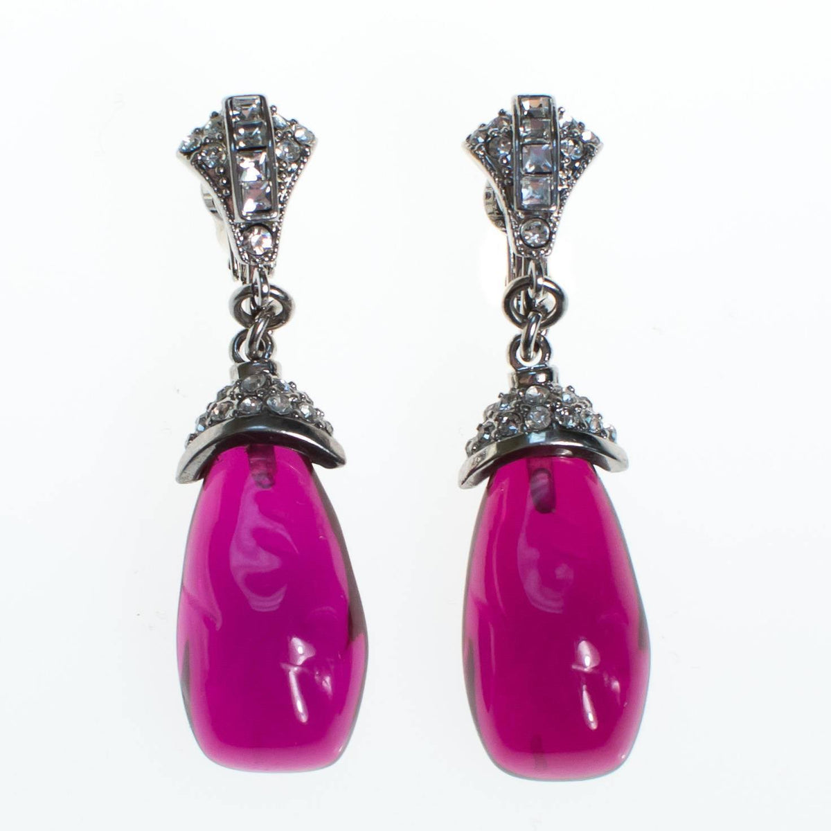 Vintage Kenneth Jay Lane KJL Art Deco Style Purple Rhinestone Earrings
