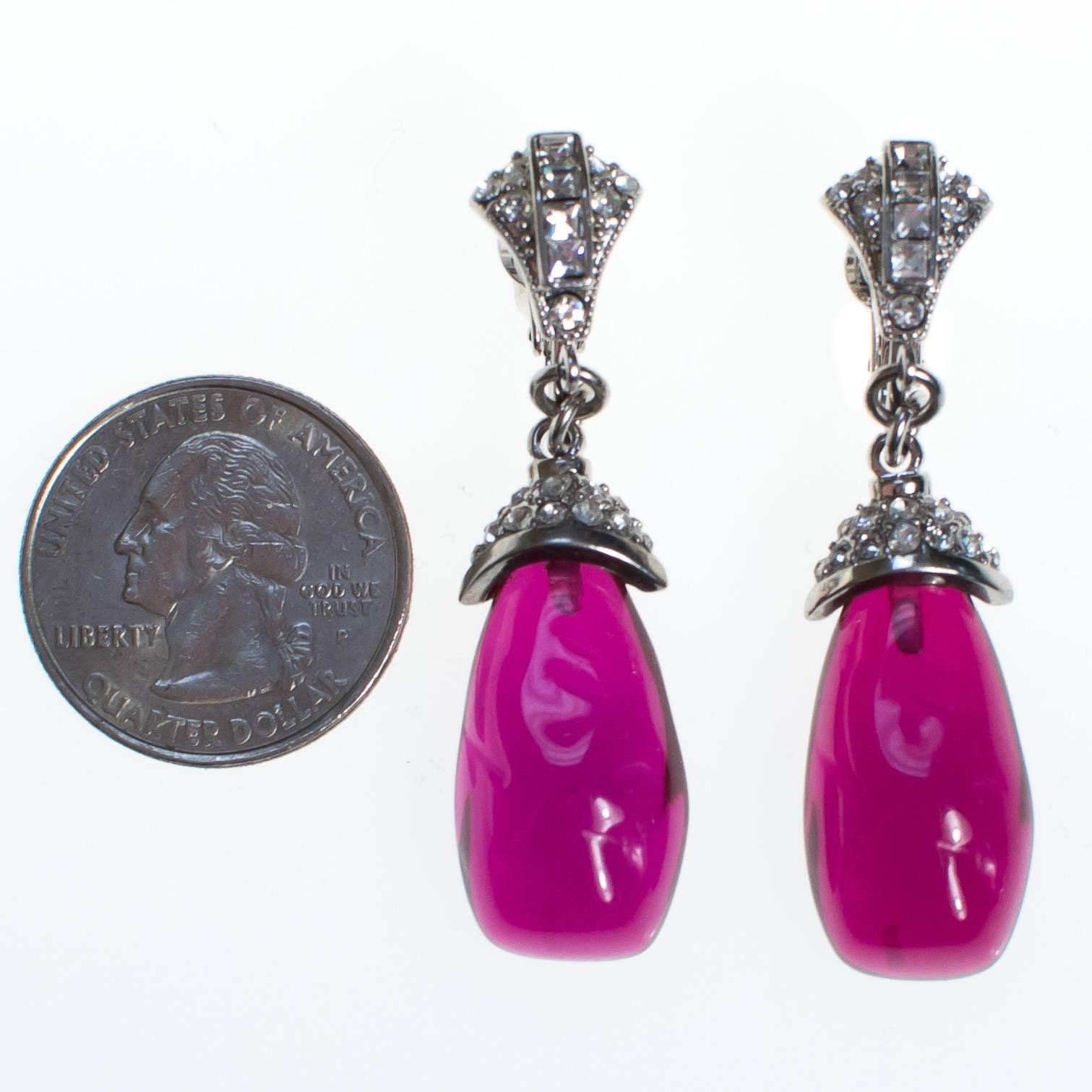 Vintage Kenneth Jay Lane KJL Art Deco Style Purple Rhinestone Earrings by Kenneth Jay Lane KJL - Vintage Meet Modern Vintage Jewelry - Chicago, Illinois - #oldhollywoodglamour #vintagemeetmodern #designervintage #jewelrybox #antiquejewelry #vintagejewelry