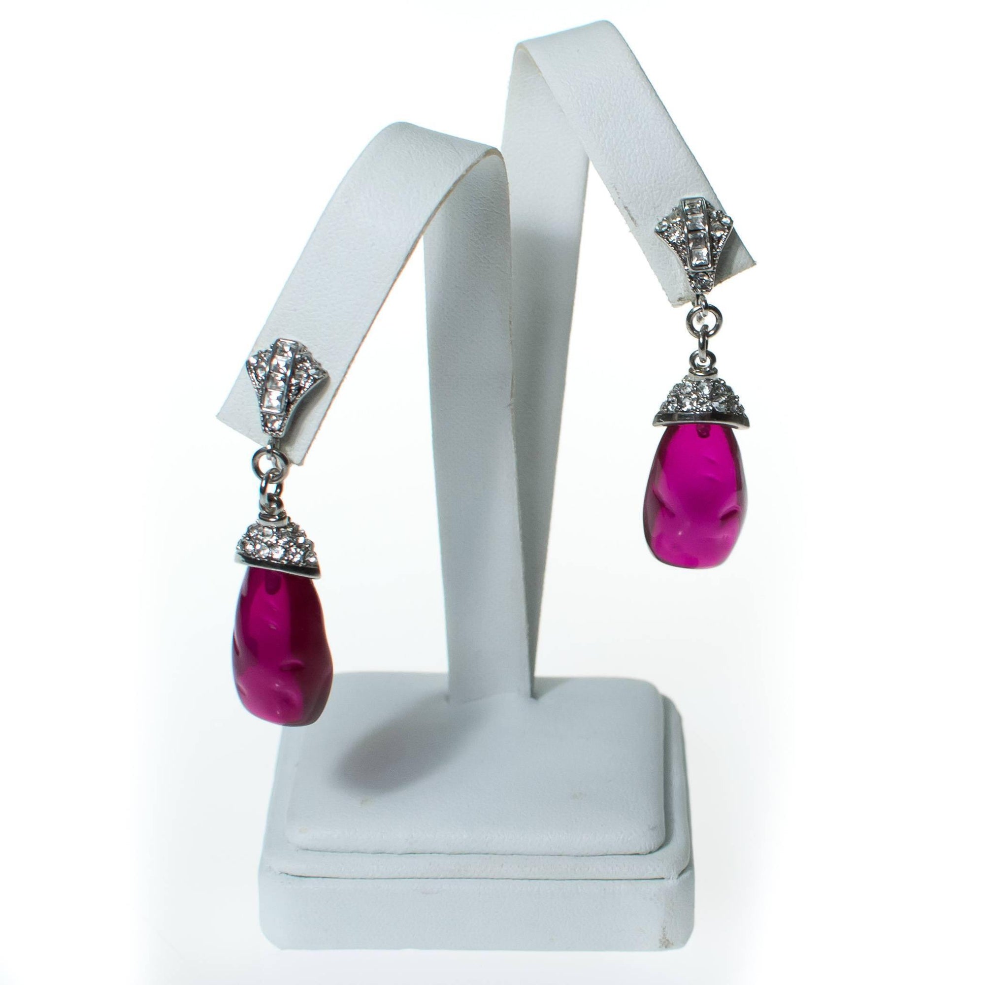 Vintage Kenneth Jay Lane KJL Art Deco Style Purple Rhinestone Earrings by Kenneth Jay Lane KJL - Vintage Meet Modern Vintage Jewelry - Chicago, Illinois - #oldhollywoodglamour #vintagemeetmodern #designervintage #jewelrybox #antiquejewelry #vintagejewelry