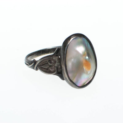 Vintage Art Nouveau Blister Pearl Ring Set In Sterling Silver by Art Nouveau - Vintage Meet Modern Vintage Jewelry - Chicago, Illinois - #oldhollywoodglamour #vintagemeetmodern #designervintage #jewelrybox #antiquejewelry #vintagejewelry