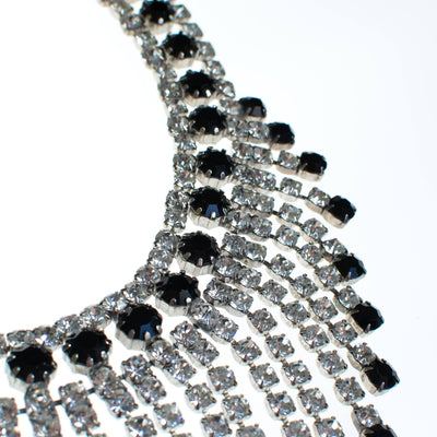 Massive Rhinestone Bib Necklace with Jet Black and Clear Rhinestones by 1960s - Vintage Meet Modern Vintage Jewelry - Chicago, Illinois - #oldhollywoodglamour #vintagemeetmodern #designervintage #jewelrybox #antiquejewelry #vintagejewelry