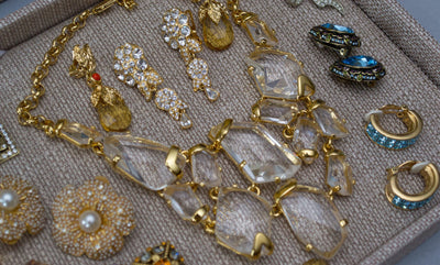 Vintage Camelia Flower Crystal Rhinestones Dangling Statement Earrings, Clip On by 1990s - Vintage Meet Modern Vintage Jewelry - Chicago, Illinois - #oldhollywoodglamour #vintagemeetmodern #designervintage #jewelrybox #antiquejewelry #vintagejewelry