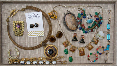 Vintage Huge Chunky Citrine and Smokey Topaz Cocktail Ring by 1980s - Vintage Meet Modern Vintage Jewelry - Chicago, Illinois - #oldhollywoodglamour #vintagemeetmodern #designervintage #jewelrybox #antiquejewelry #vintagejewelry