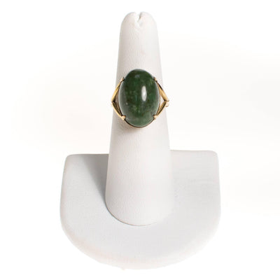 Vintage Nephrite Jade Cabochon Ring by 1960s - Vintage Meet Modern Vintage Jewelry - Chicago, Illinois - #oldhollywoodglamour #vintagemeetmodern #designervintage #jewelrybox #antiquejewelry #vintagejewelry