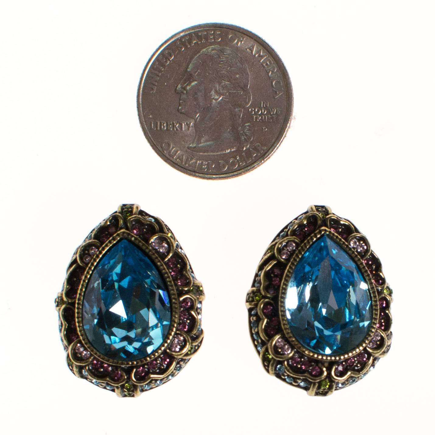 Vintage Heidi Daus Blue Crystal Earrings by Heidi Daus - Vintage Meet Modern Vintage Jewelry - Chicago, Illinois - #oldhollywoodglamour #vintagemeetmodern #designervintage #jewelrybox #antiquejewelry #vintagejewelry
