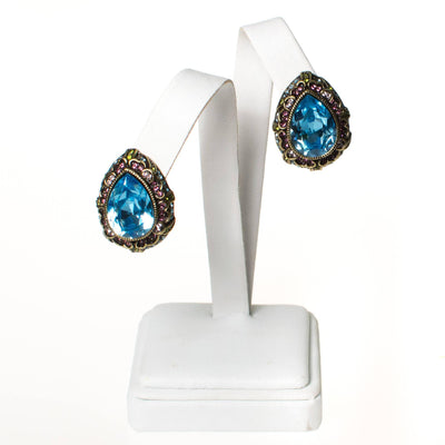 Vintage Heidi Daus Blue Crystal Earrings by Heidi Daus - Vintage Meet Modern Vintage Jewelry - Chicago, Illinois - #oldhollywoodglamour #vintagemeetmodern #designervintage #jewelrybox #antiquejewelry #vintagejewelry