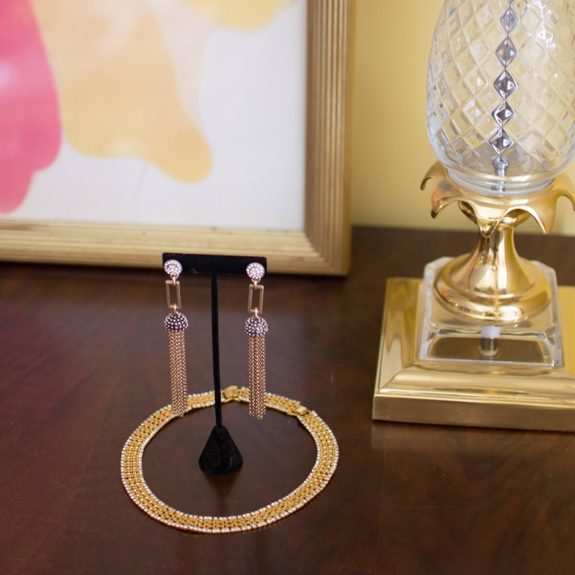 Vintage Kenneth Jay Lane Cafe Society Gold Flat link Chain Necklace by Kenneth Jay Lane - Vintage Meet Modern Vintage Jewelry - Chicago, Illinois - #oldhollywoodglamour #vintagemeetmodern #designervintage #jewelrybox #antiquejewelry #vintagejewelry