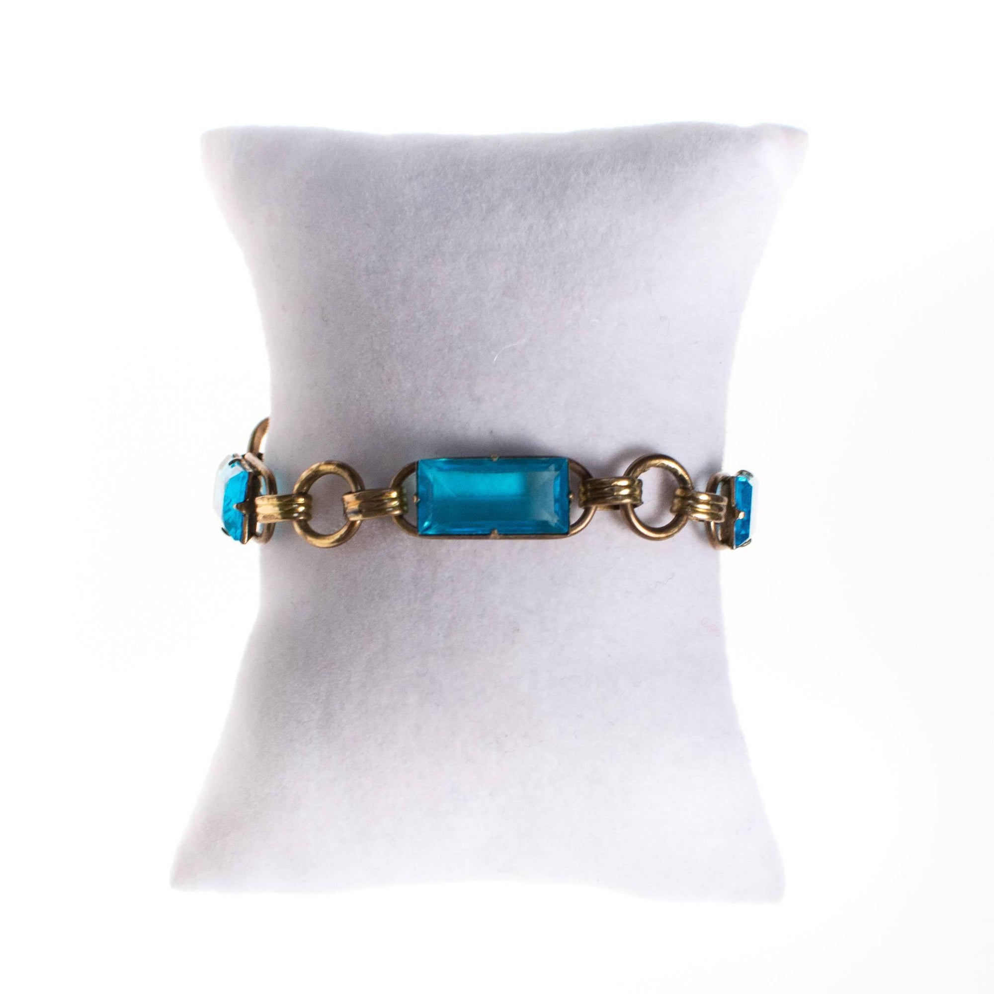Vintage 1940s Gold Filled Blue Crystal Line Bracelet by 1940s - Vintage Meet Modern Vintage Jewelry - Chicago, Illinois - #oldhollywoodglamour #vintagemeetmodern #designervintage #jewelrybox #antiquejewelry #vintagejewelry