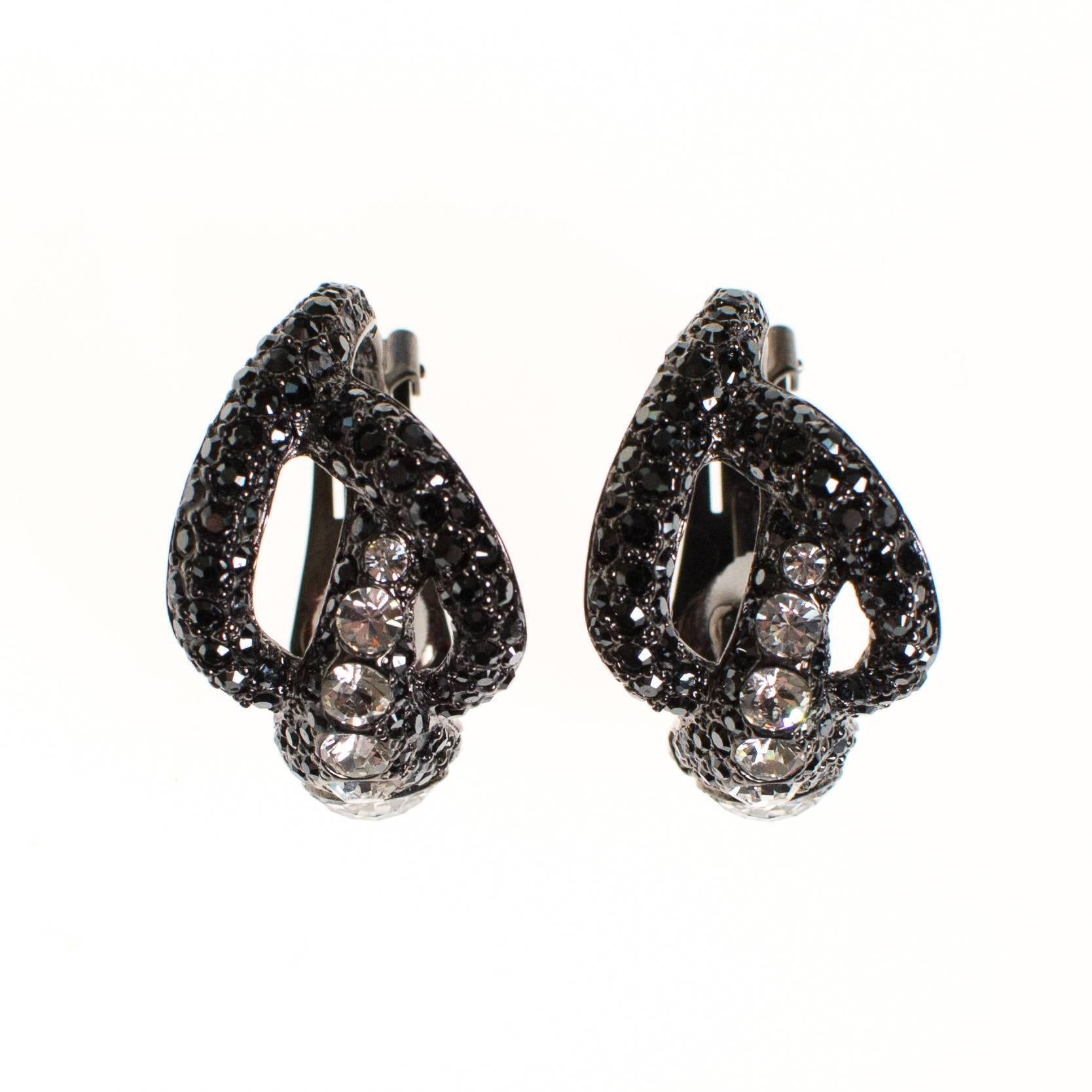 Vintage Kenneth Jay Lane Rhinestone Snake Hoop Earrings by Kenneth Jay Lane - Vintage Meet Modern Vintage Jewelry - Chicago, Illinois - #oldhollywoodglamour #vintagemeetmodern #designervintage #jewelrybox #antiquejewelry #vintagejewelry