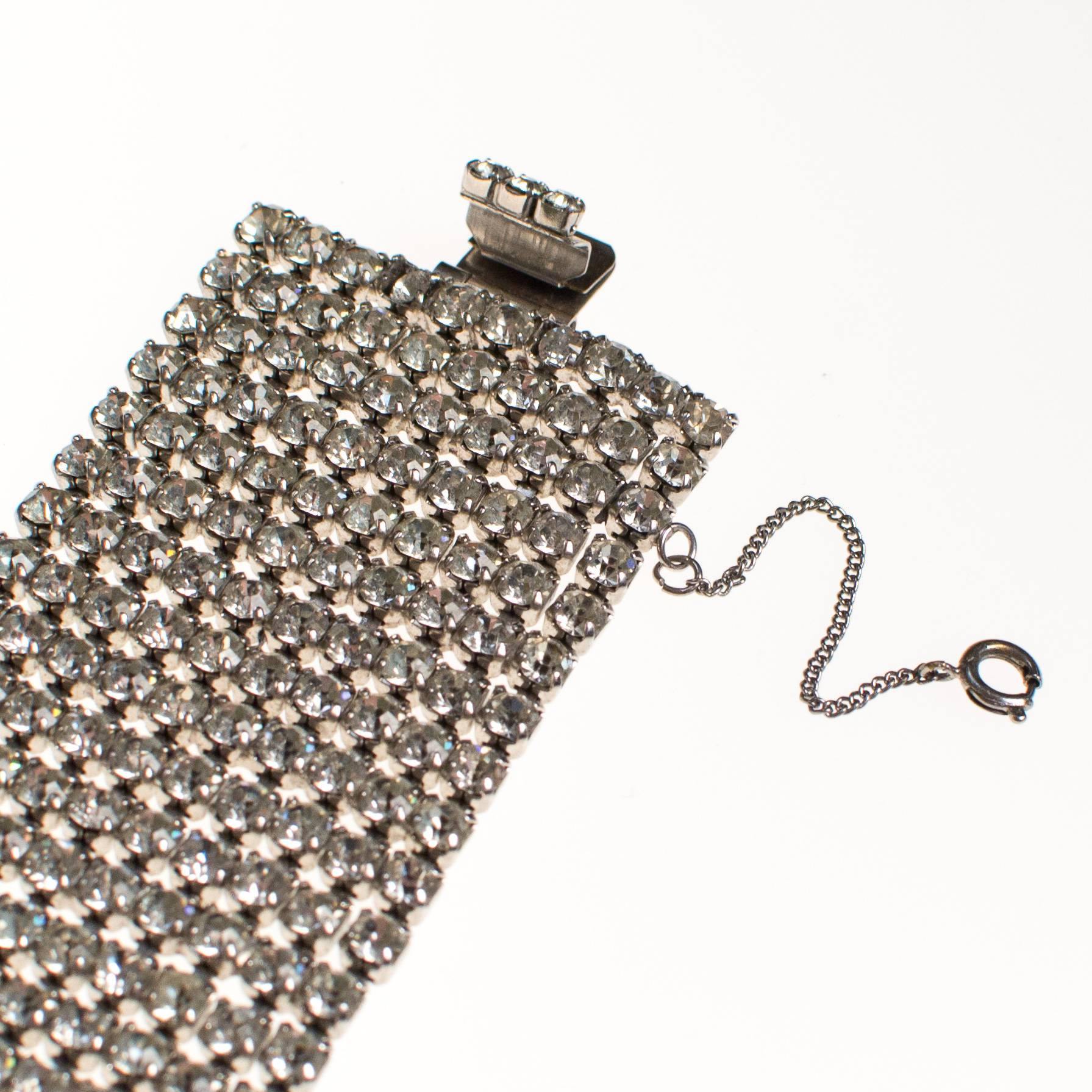 Vintage Wide Rhinestone Bracelet, Art Deco Style by Art Deco - Vintage Meet Modern Vintage Jewelry - Chicago, Illinois - #oldhollywoodglamour #vintagemeetmodern #designervintage #jewelrybox #antiquejewelry #vintagejewelry