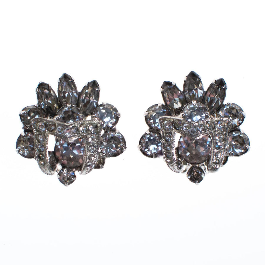 Vintage Eisenberg Clear Crystal Rhinestone Cluster Earrings by Eisenberg - Vintage Meet Modern Vintage Jewelry - Chicago, Illinois - #oldhollywoodglamour #vintagemeetmodern #designervintage #jewelrybox #antiquejewelry #vintagejewelry